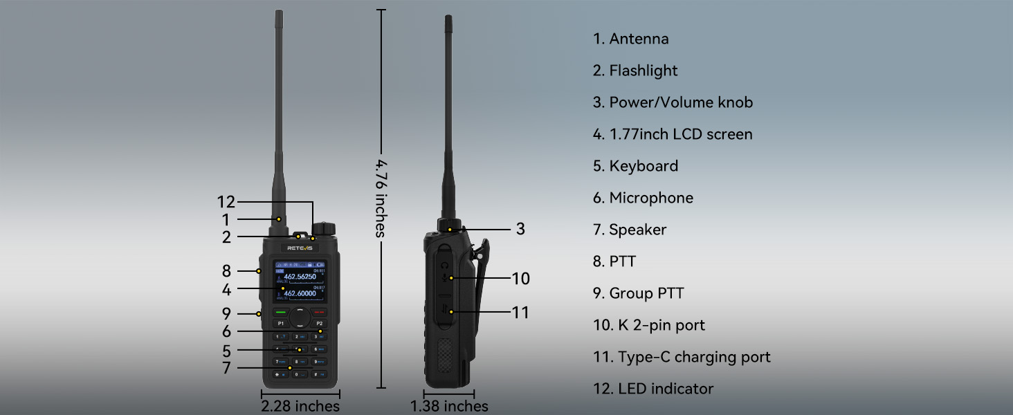 Retevis C2 GMRS radio buttons