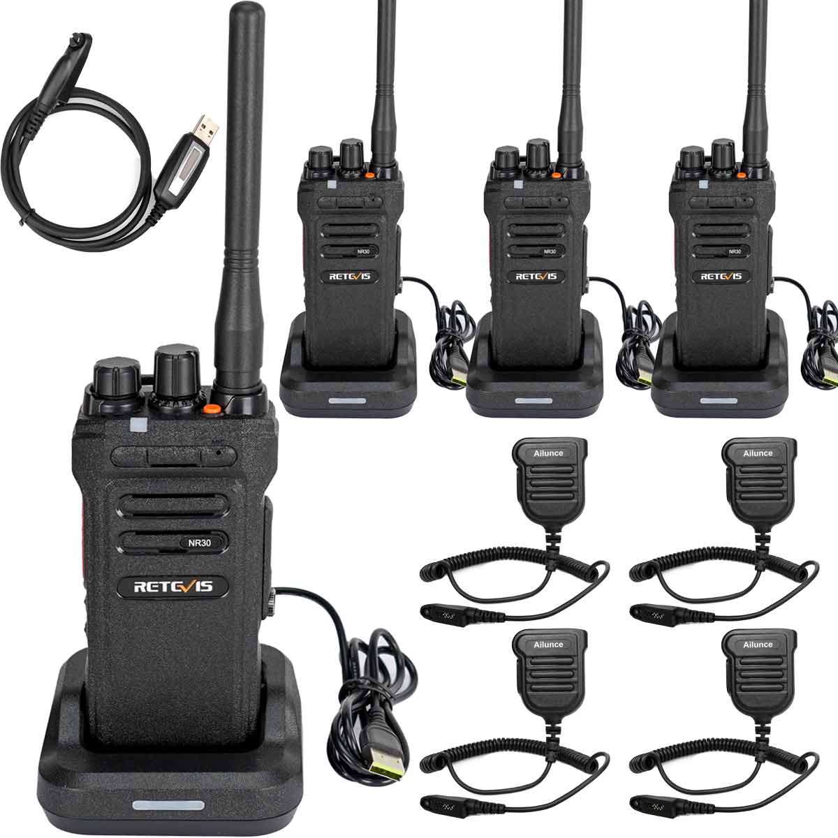 Retevis-NR30-noise-cancelling-gmrs-radio-belt-clip-programming-cable