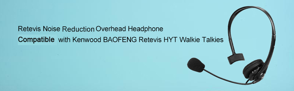 10Pack Retevis Overhead Walkie Talkie Headset with Boom Mic Kenwood 2Pin