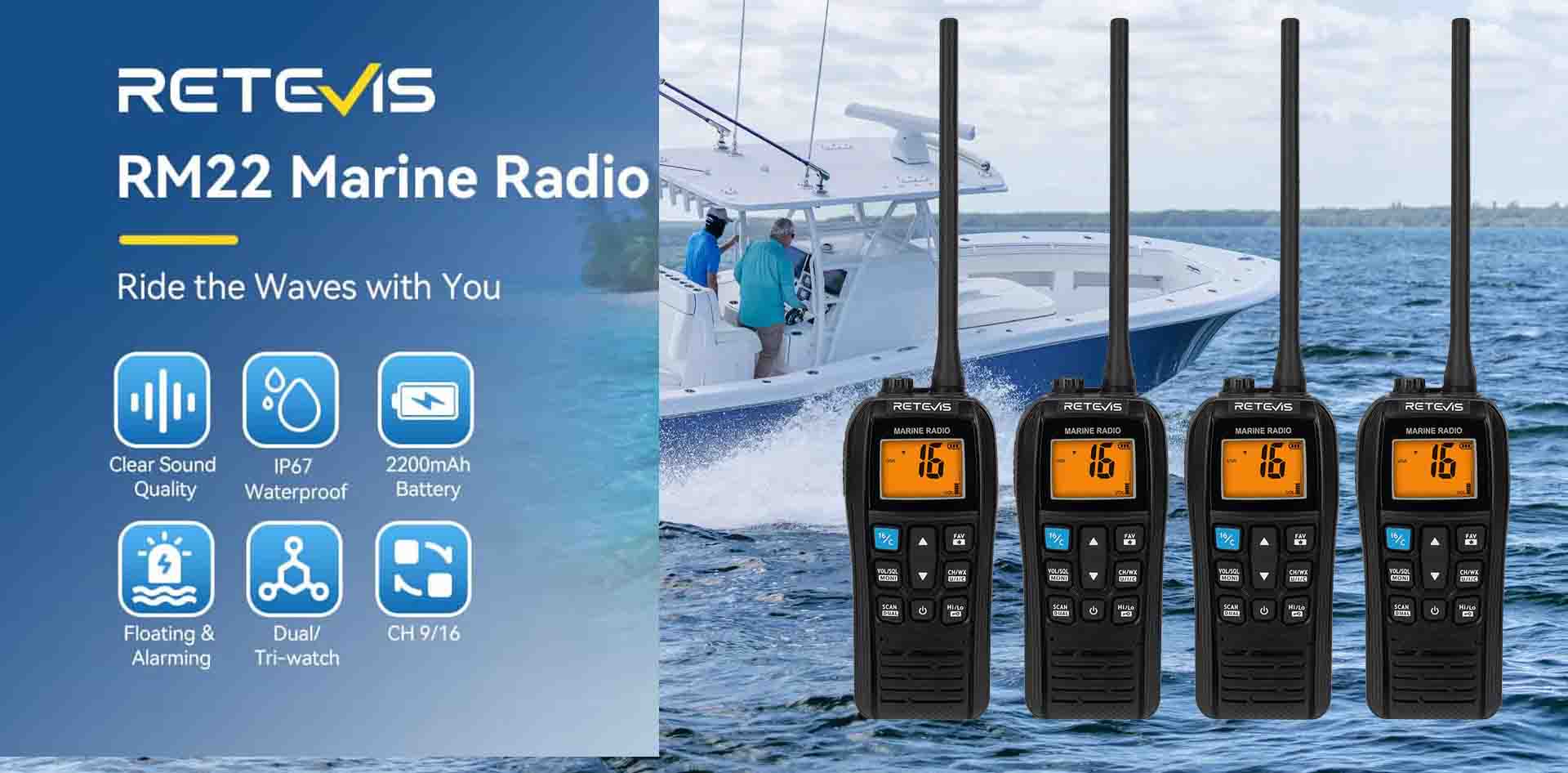 retevis marine radio high power long-range vhf radio rm22 4pack