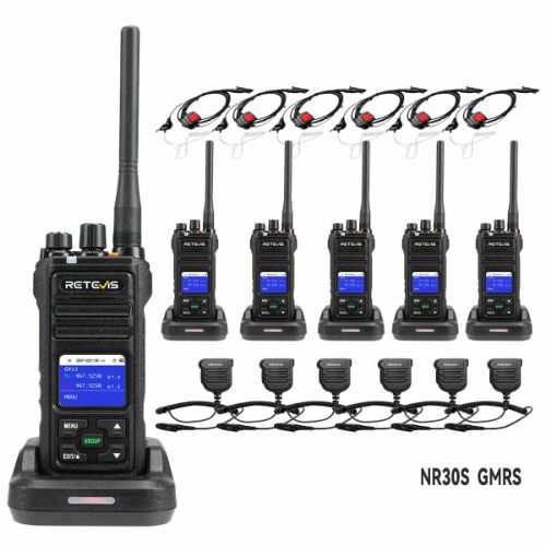 Retevis NR30S emergency 2 way radio 6pack with mic and earpieces