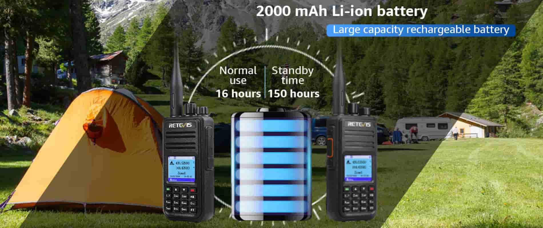 retevis rt3s dual band dmr radio-2000mAh batttery