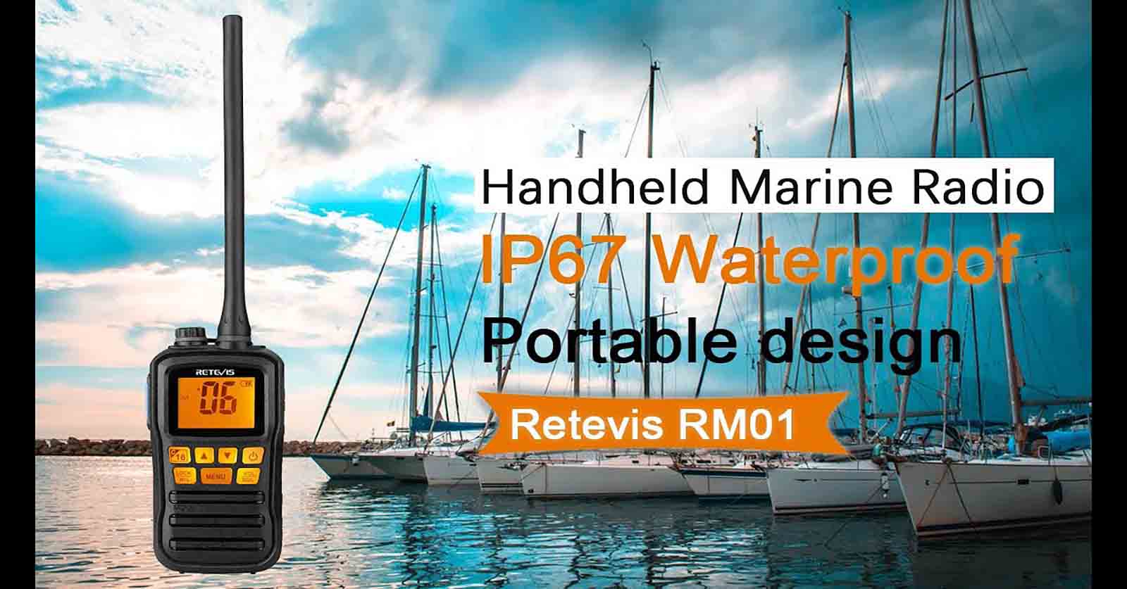 Retevis RM01 Handheld Marine Radio VHF Waterproof Float Marine Radio (2 Packs)