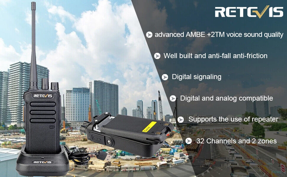 Retevis RT43 portable dmr digital 2 way radio with earpiece