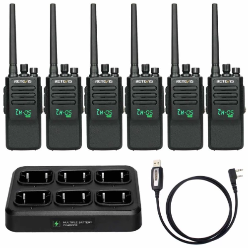 Retevis RT50 10 Watt Digital Waterproof DMR Radio (6 Pack) with Multi-Charger