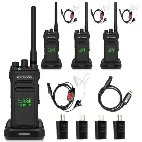 retevis nr30d long distance radio with earpiece 4pack
