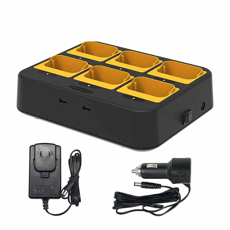 Six-Unit Multi-Charger for Retevis RB48 RB648 RB48Plus RB648Plus Radio