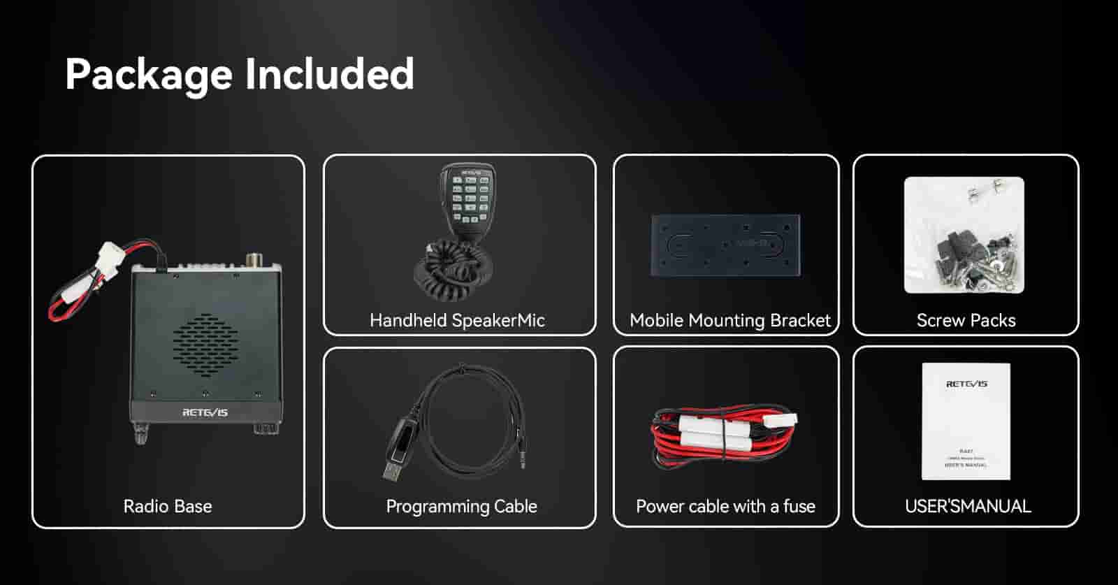 Retevis RA87 mobile radio package details