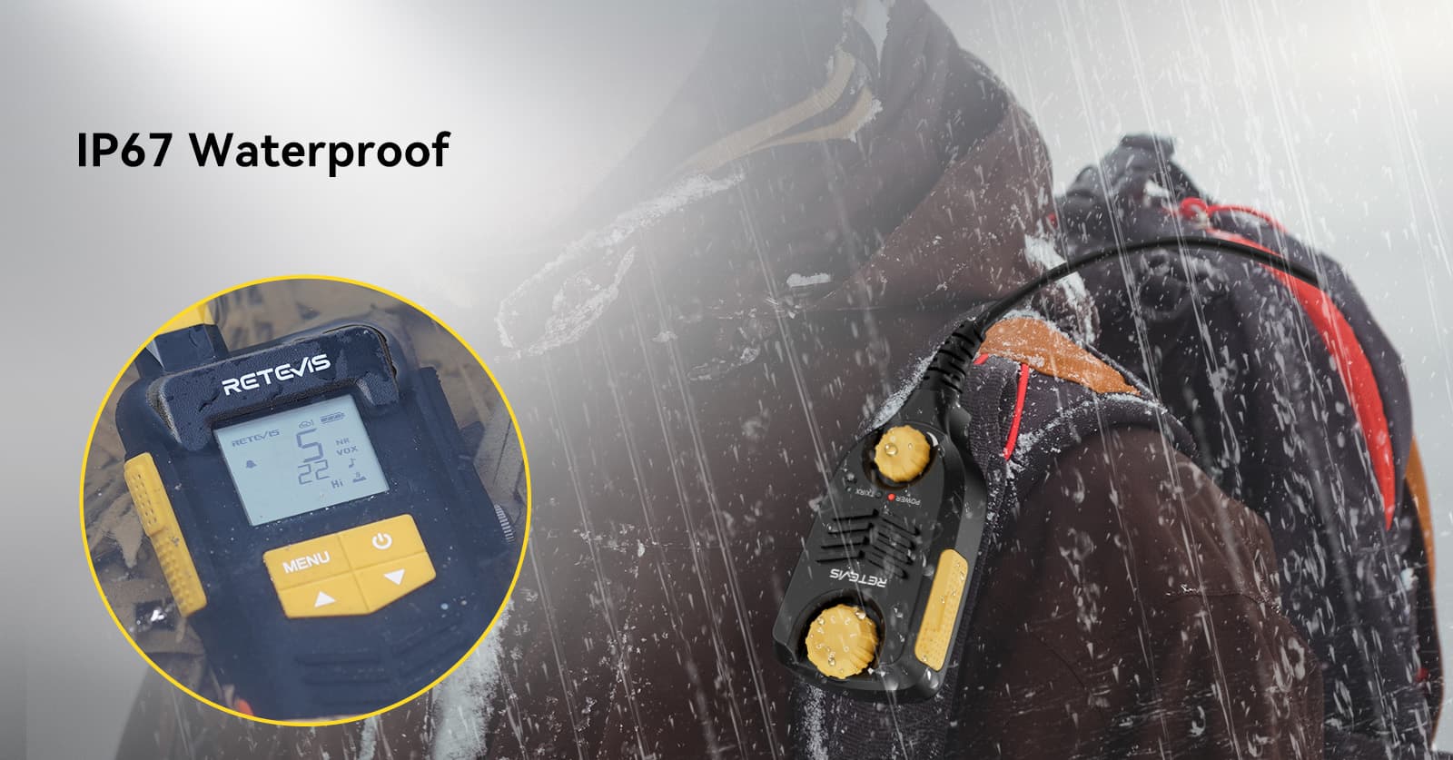 Retevis EZTalk 2S waterproof walkie talkies for skiing