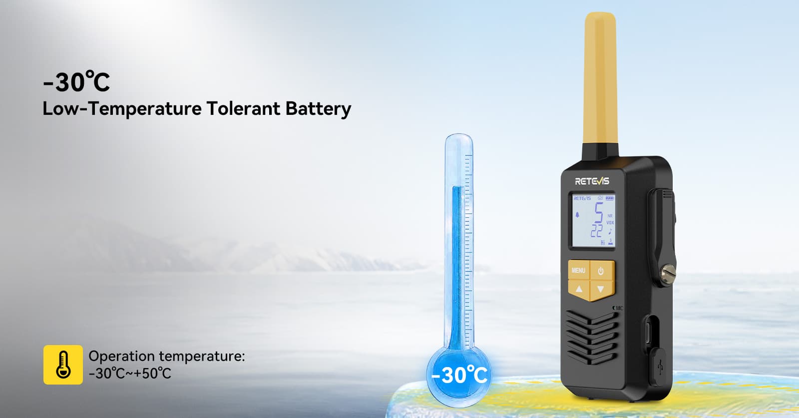 EZTalk 2S GMRS radio with powerful battery
