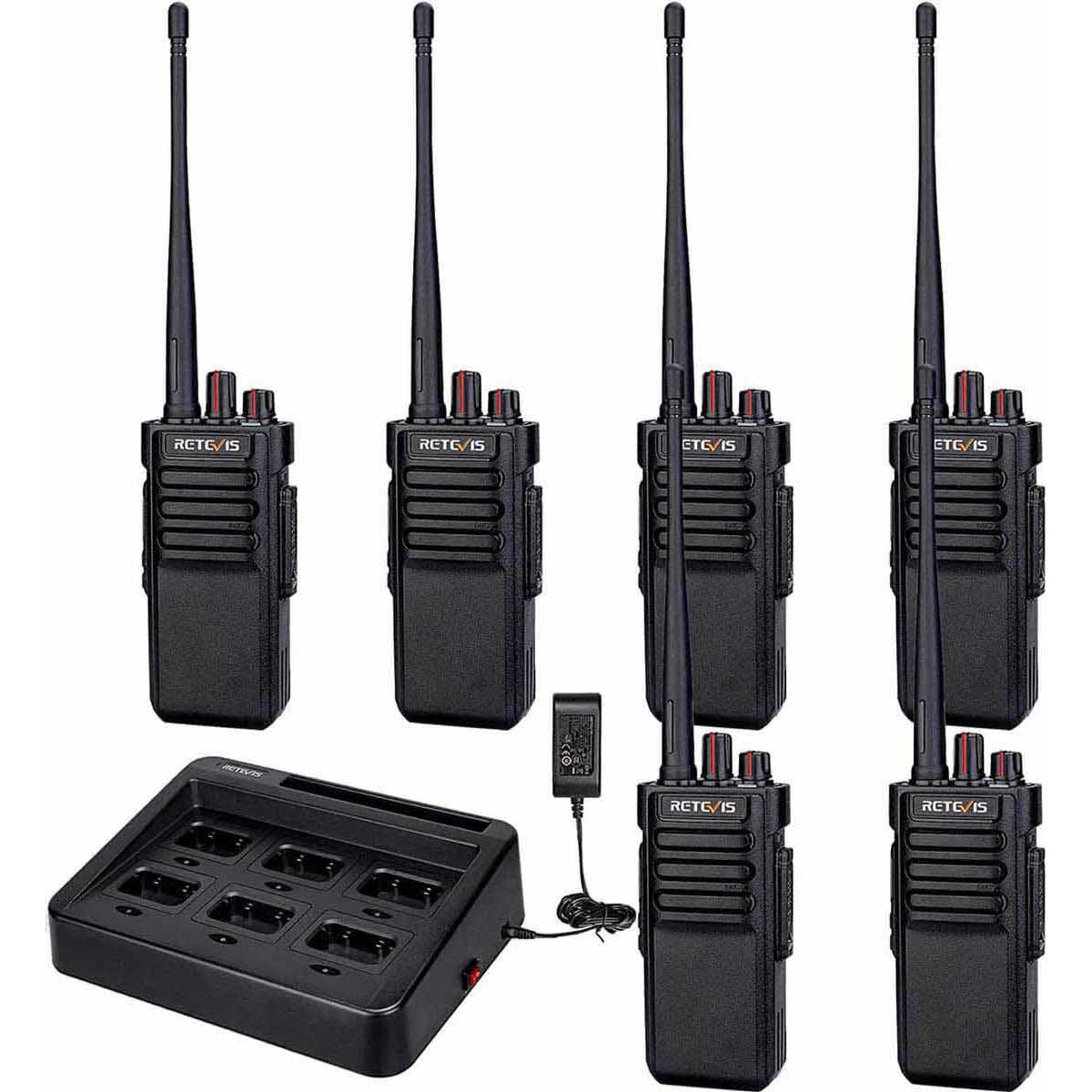 RT29 UHF Waterproof Commercial Walkie Talkies for Construction Site (6 Packs) with Multi-Unit Charger
