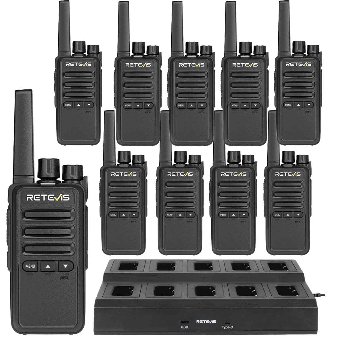 Retevis RT68B Rugged Rechargeable Business Radio 10 pack plus Gang Charger