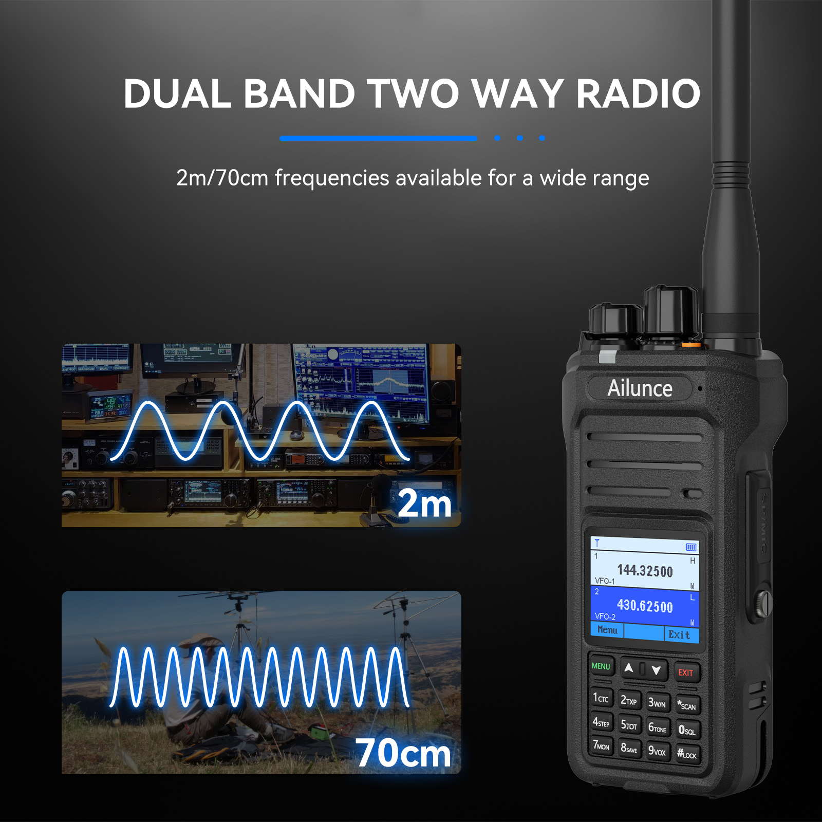 Ailunce HA1UV 5W UHF VHF Dual Band Radio 
