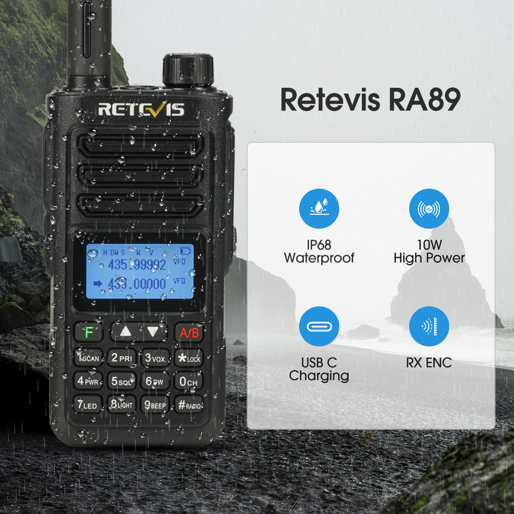  Retevis RA89 High Power IP68 HAM Radio with Intelligent Noise Reduction