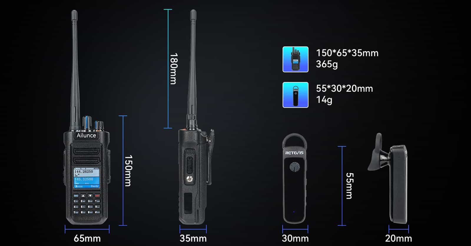 Ailunce HD2 Size details