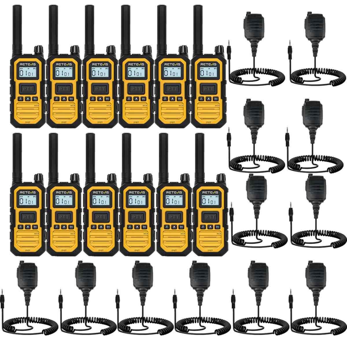 RB48P Waterproof Construction Two Way Radios with Speaker Mic 12pack