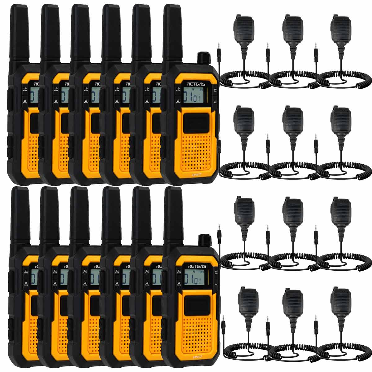 RB48 FRS Waterproof Construction Site Two Way Radios with Speaker Mic 12pack