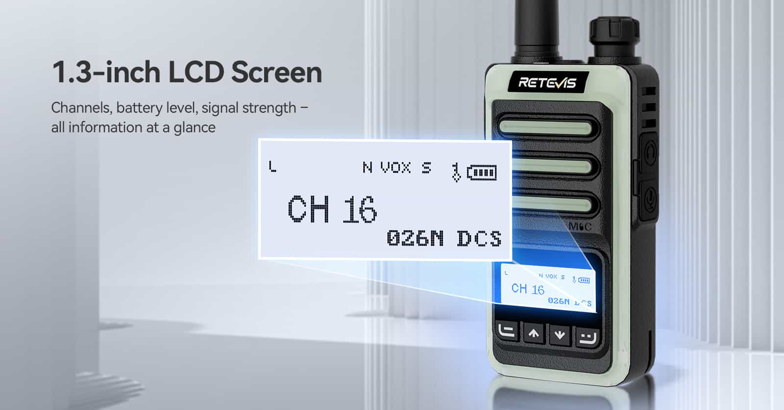 RB66S-License-Free-Walkie-Talkie with-LCD-Screen