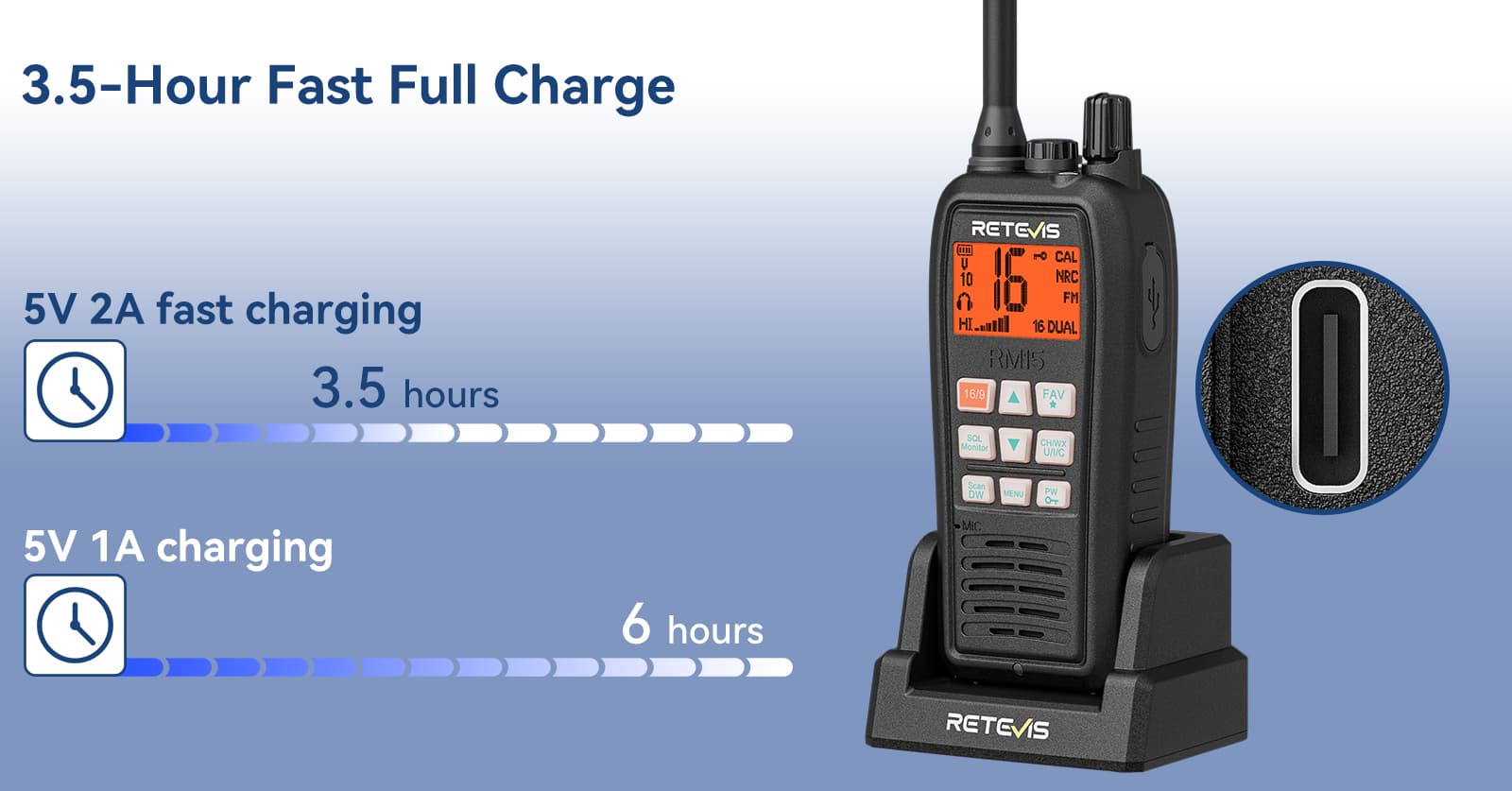 1.7-inch Display IP68 marine radio
