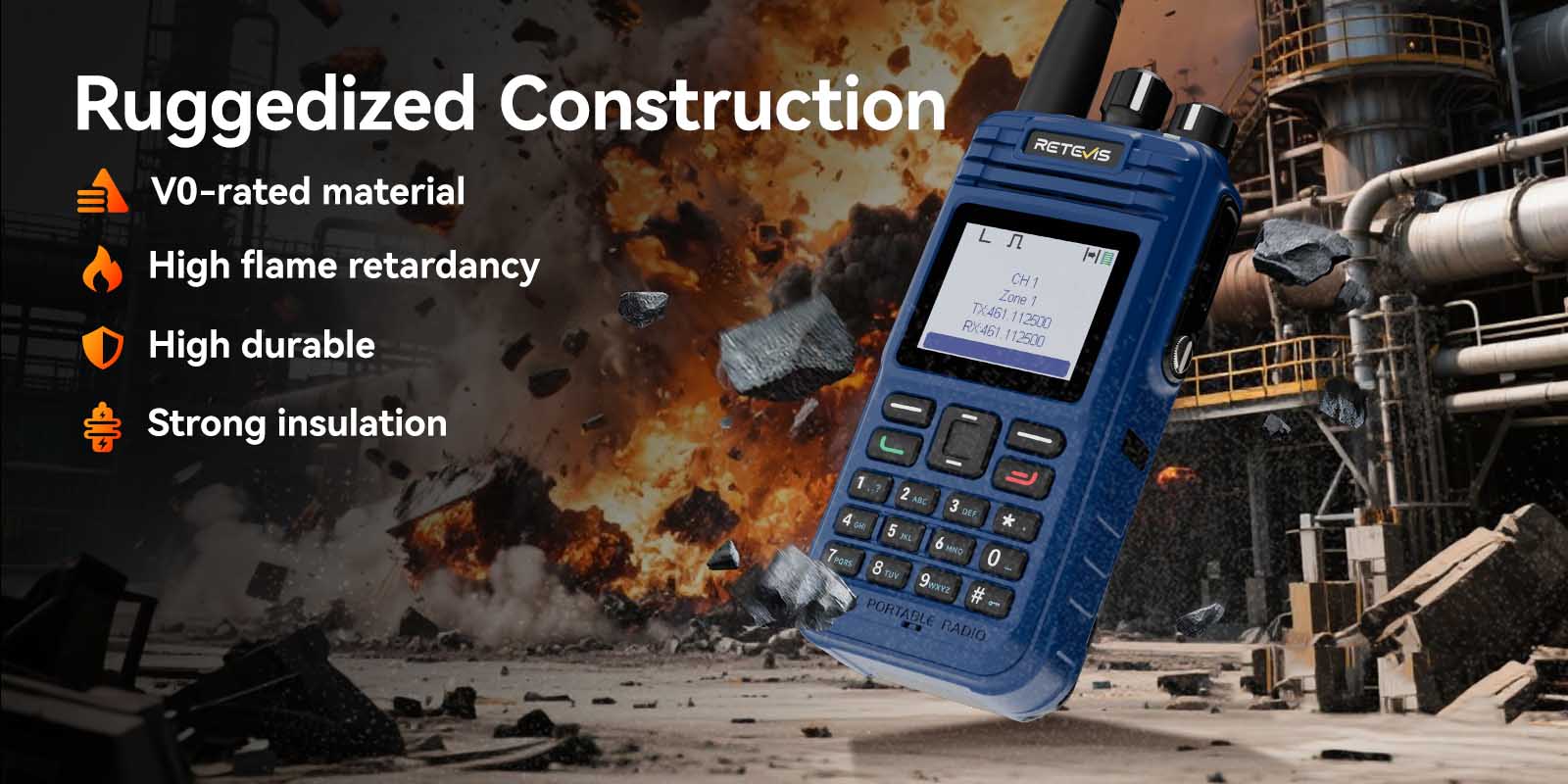 Retevis E2 intrinsically safe explosion-proof two-way radio with rugged and durable