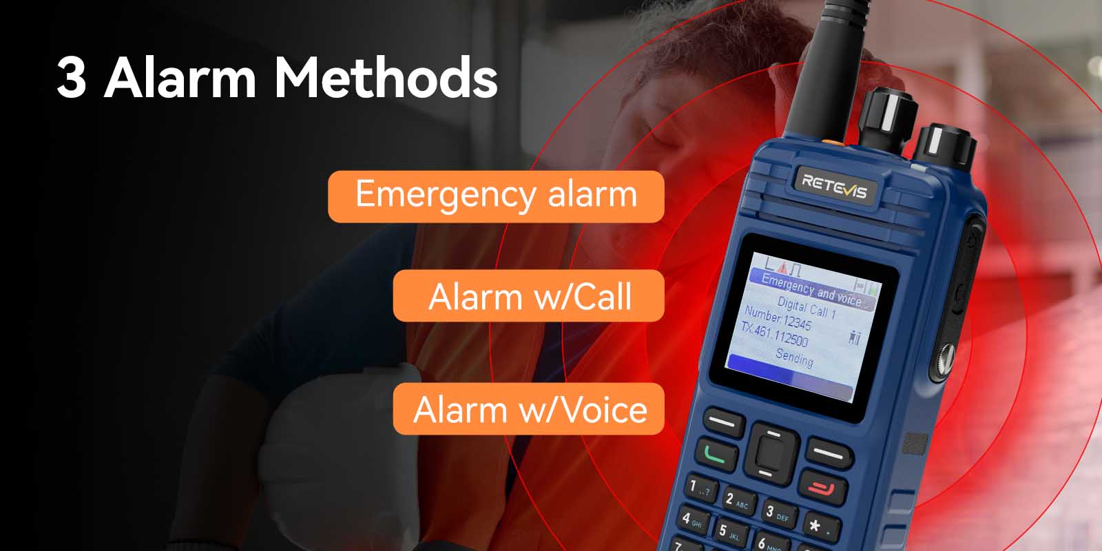 Retevis E2 intrinsically safe explosion-proof two-way radio with 3-alarm methods