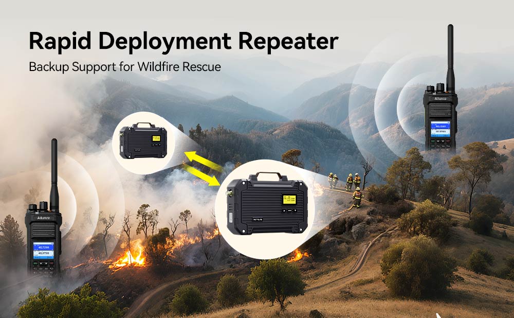 RT97L dual daisy chain repeater in wildfire rescue