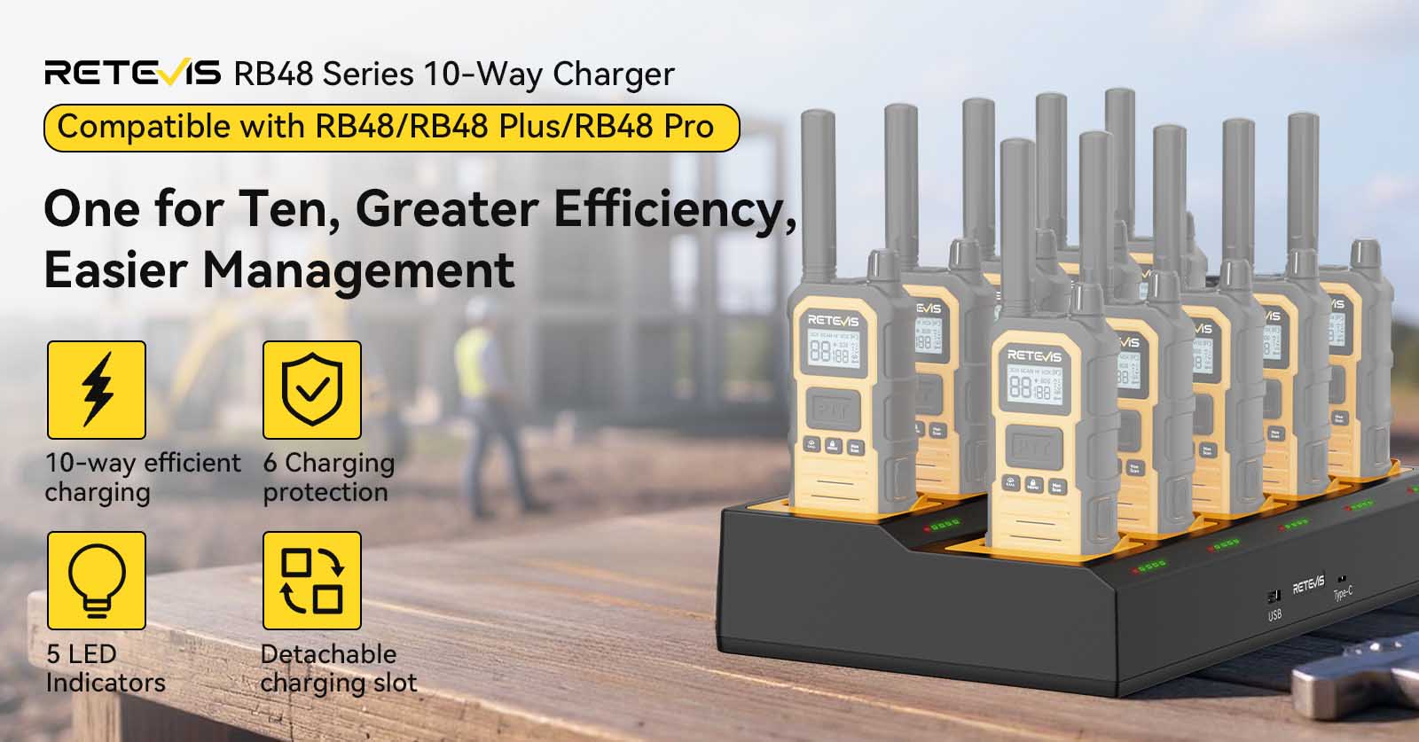 Retevis RB48/648 Series Walkie Talkie Ten Way Charger