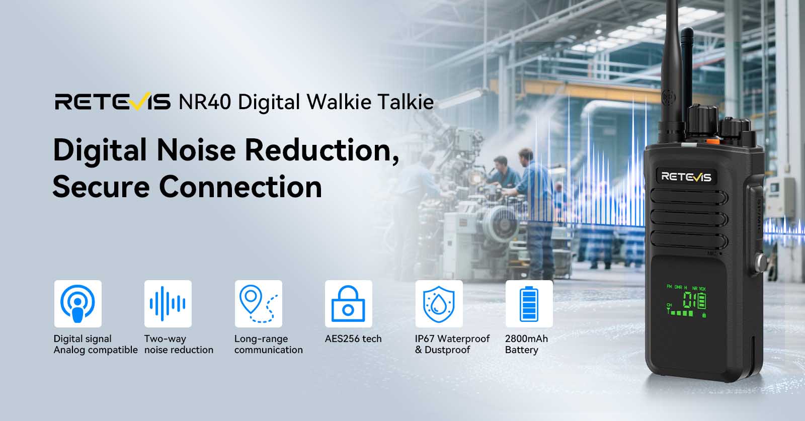 Retevis NR40 digital noise reduction two way radio