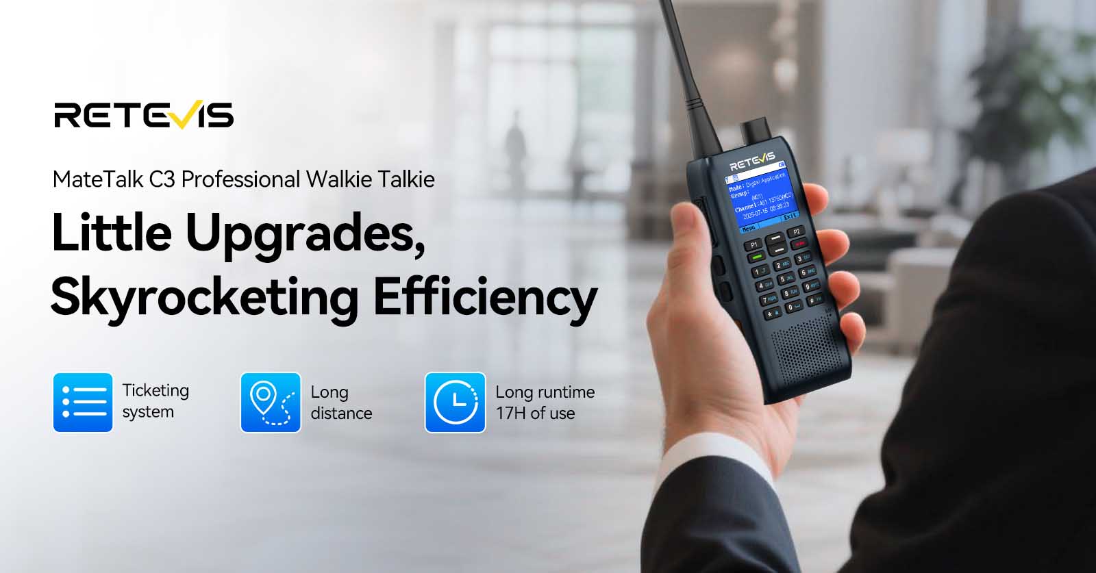 Retevis C3 Professional GMRS Walkie Talkie with Work Order System