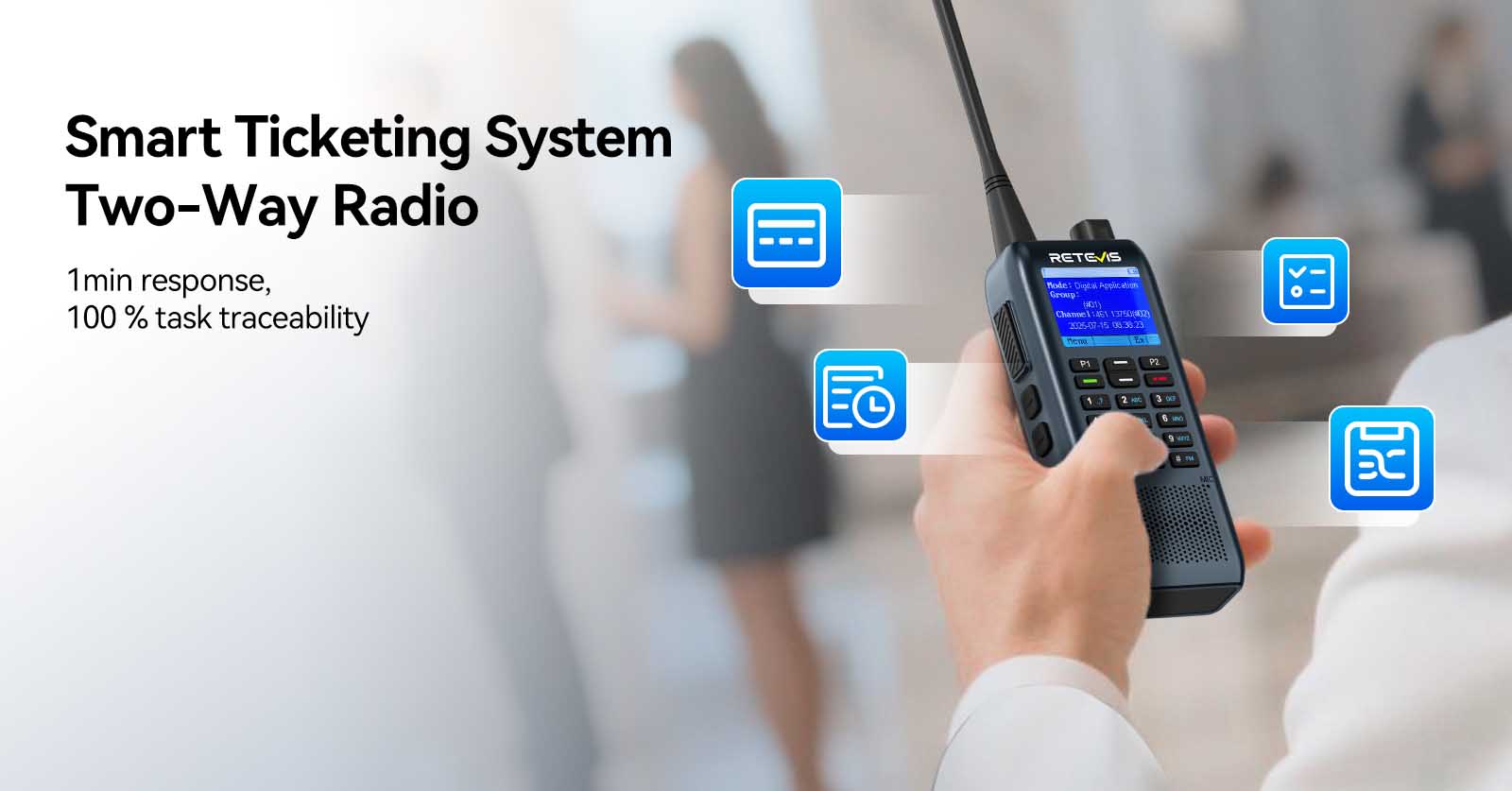 Retevis C3 GMRS walkie talkie with smart ticketing system