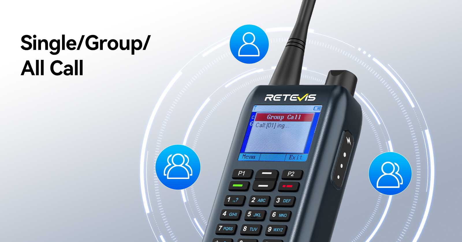 Retevis C3 professional walkie talkie with 3 calling modes