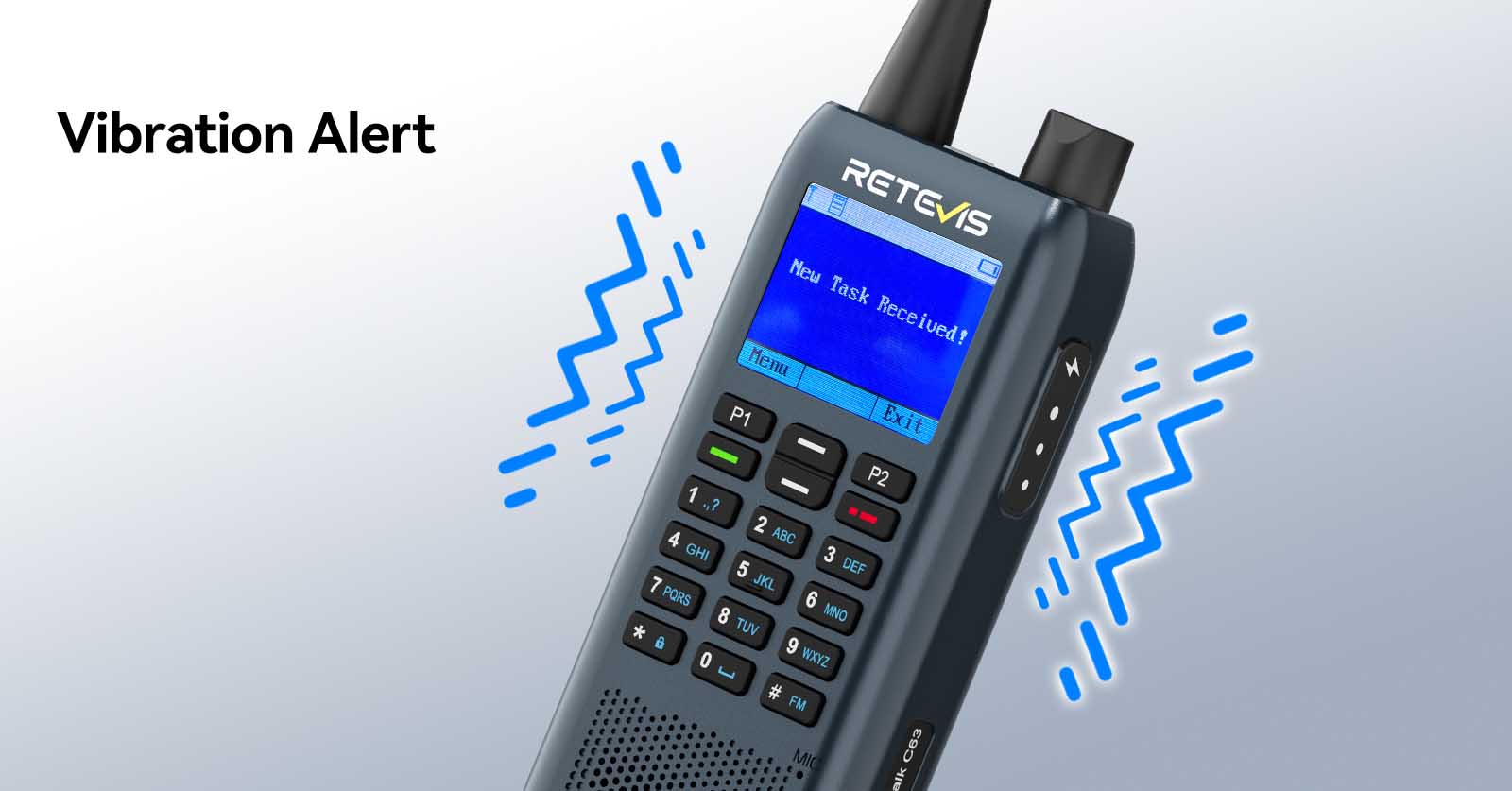 Retevis C63 UHF radio with vibration alert