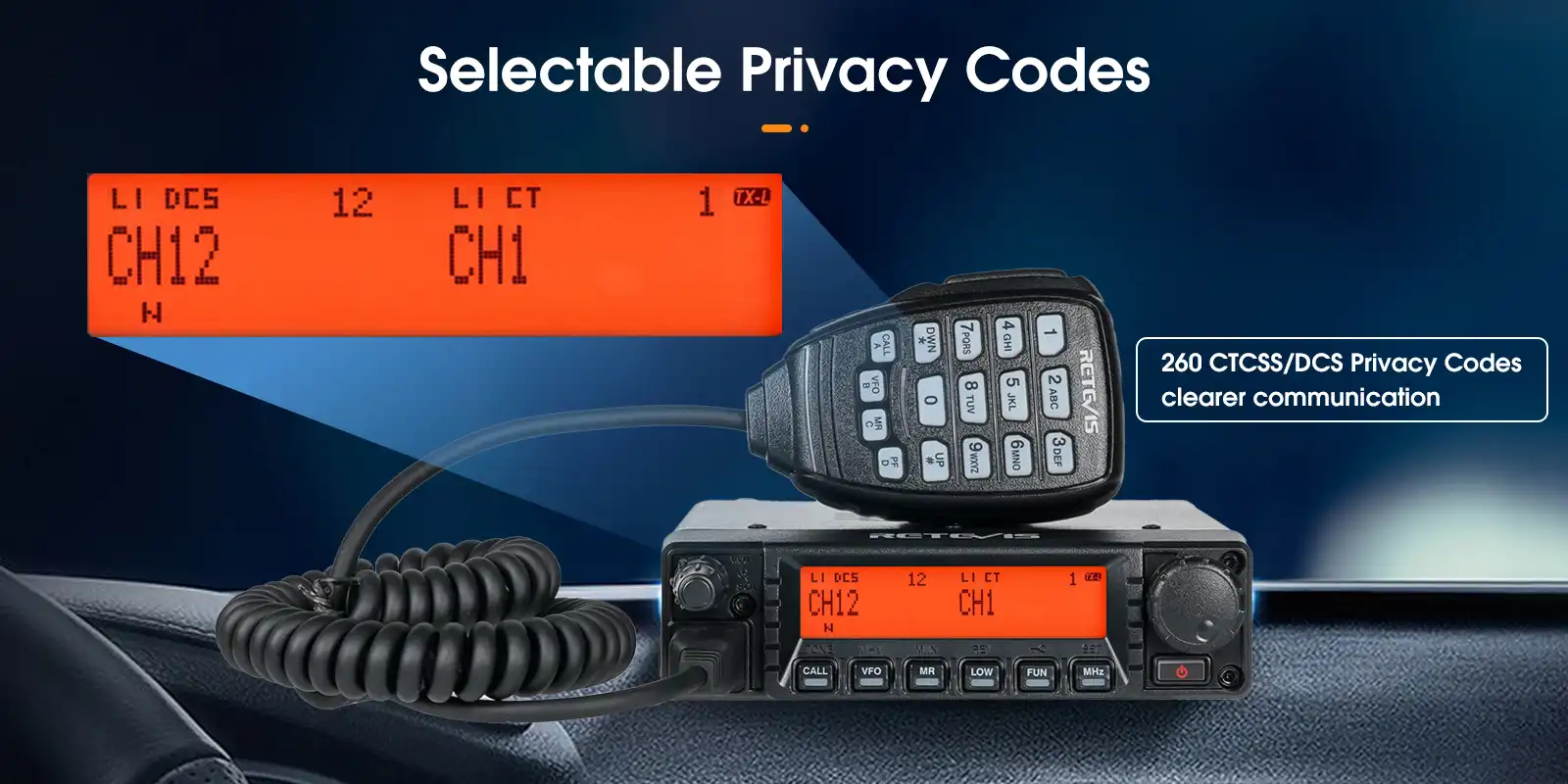 Retevis-RA87-GMRS-Mobile-Radio-Selectable-Privacy-Codes